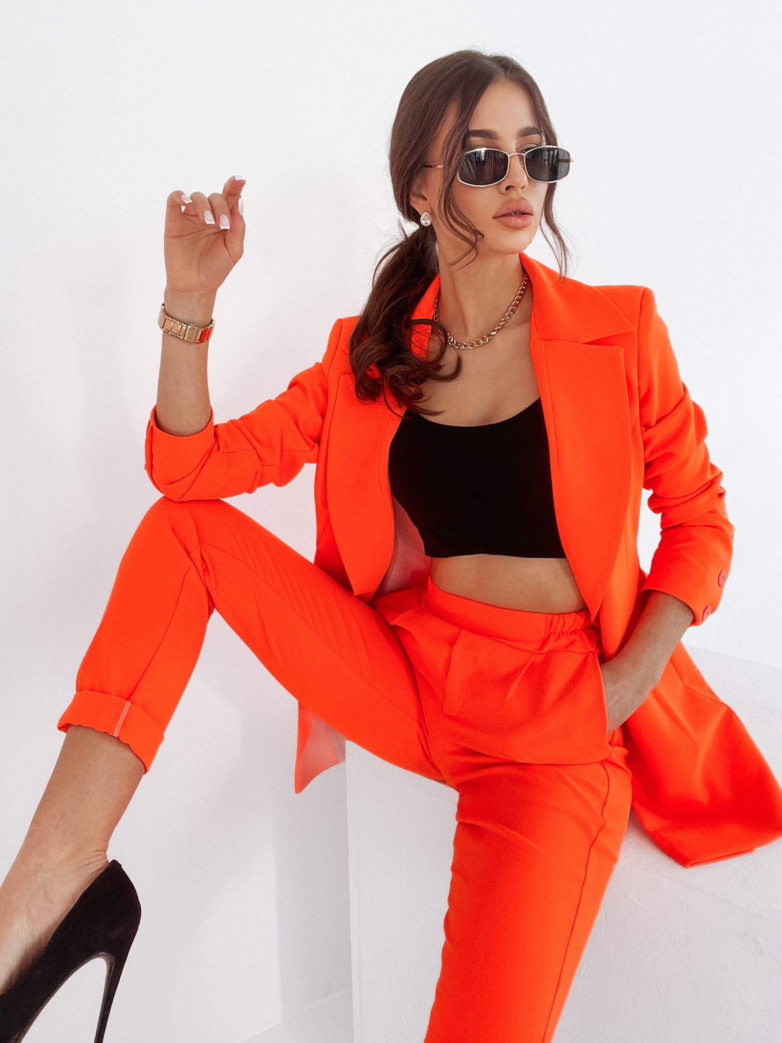 Komplet elegancki Madrid Ola Voga pomarańczowy