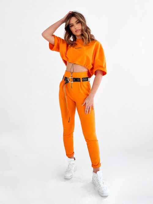 Komplet dresowy logowany Oud Ola Voga pomarańczowy