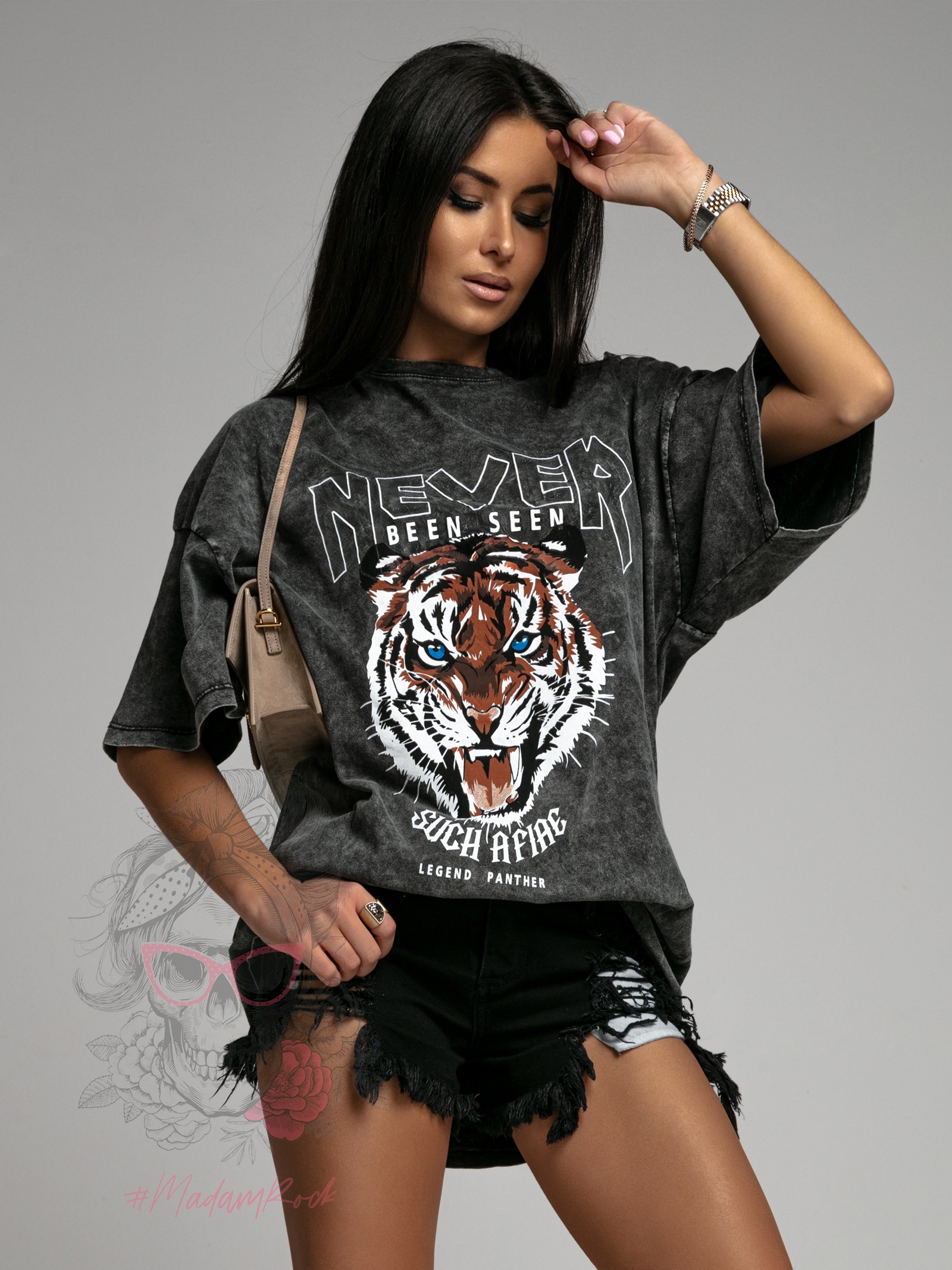 T-shirt dekatyzowany Never szary