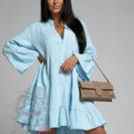 -wyprzedane-Sukienka muślinowa Members błękitna