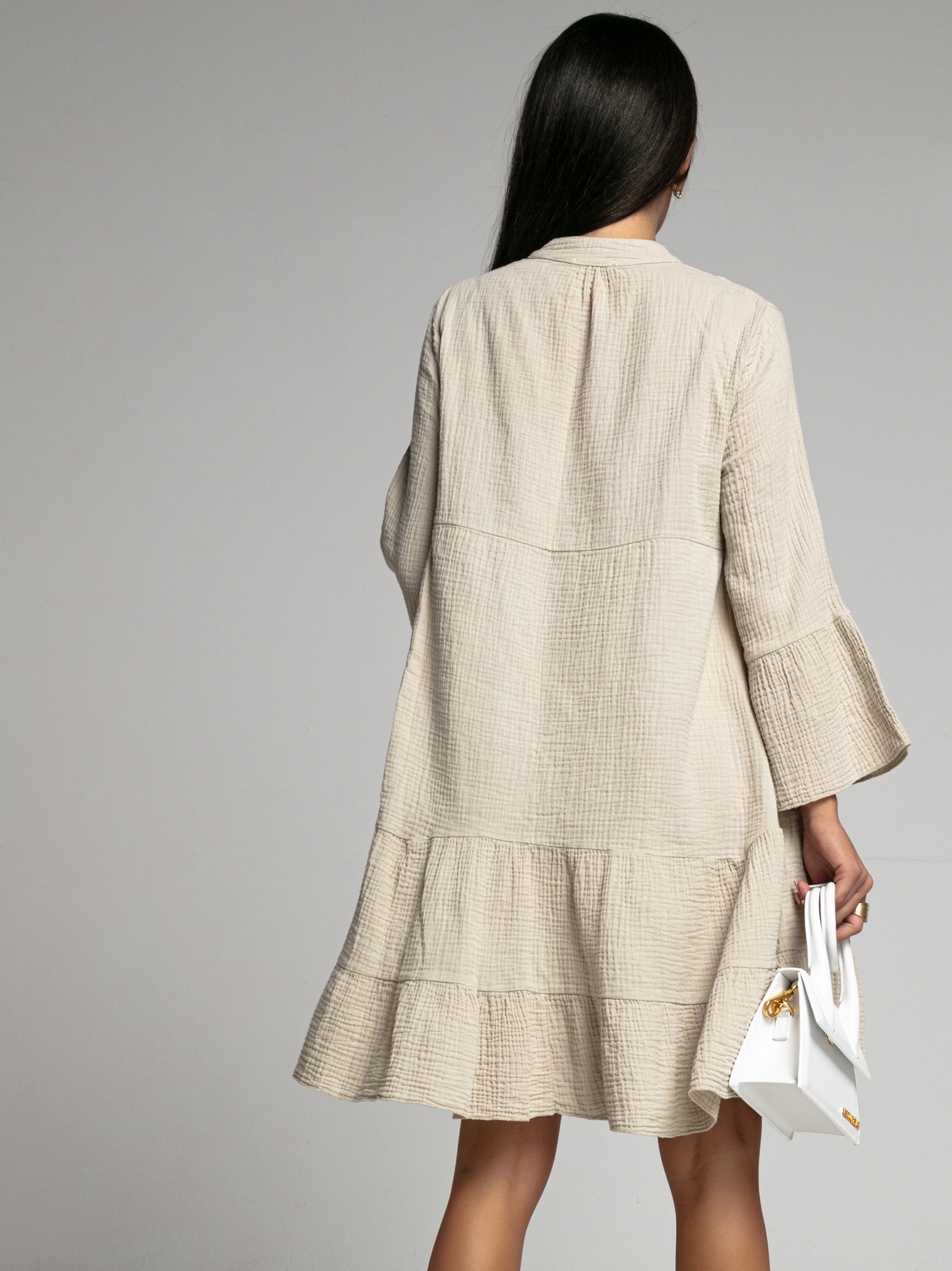 -wyprzedane-Sukienka muślinowa Members beżowa -wyprzedane-Sukienka muślinowa Members beżowa