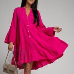 -wyprzedane-Sukienka muślinowa Members fuksja