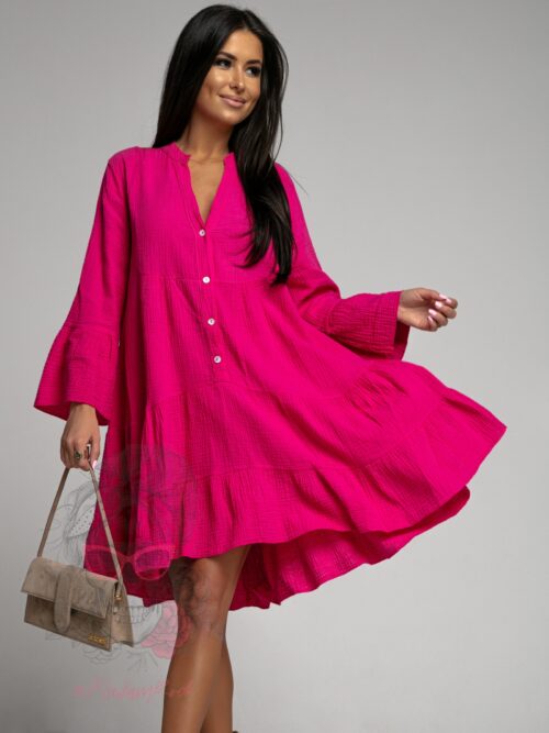 -wyprzedane-Sukienka muślinowa Members fuksja