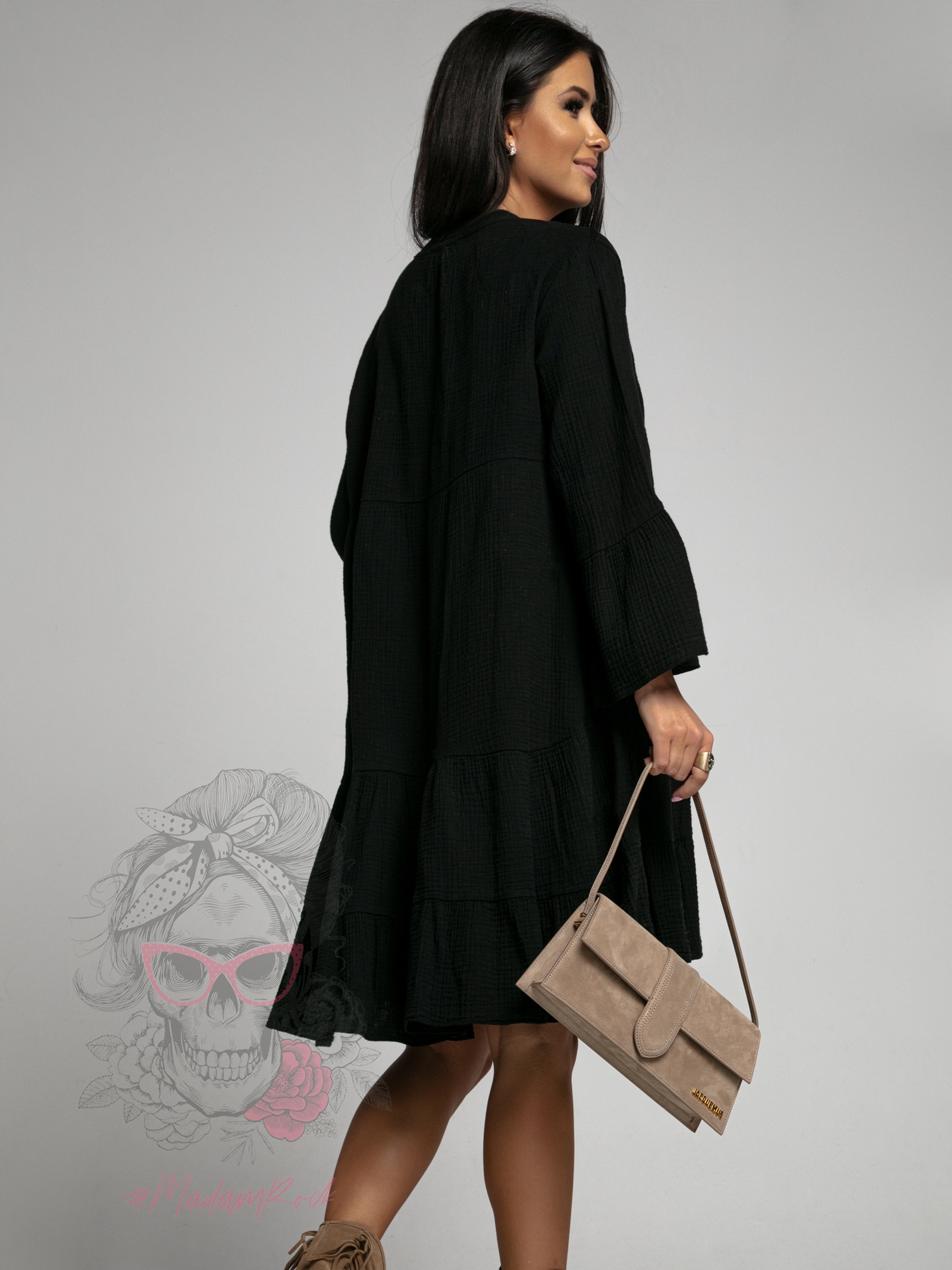 Sukienka muślinowa Members czarna