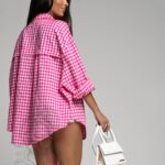 -wyprzedane-Koszula oversize w kratę Eleza różowa