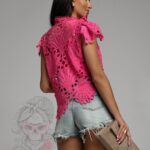 Bluzka gipiurowa Mebarn różowa