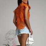 Bluzka gipiurowa Mebarn pomarańczowa