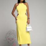 Sukienka z wycięciami NB Soleno żółta