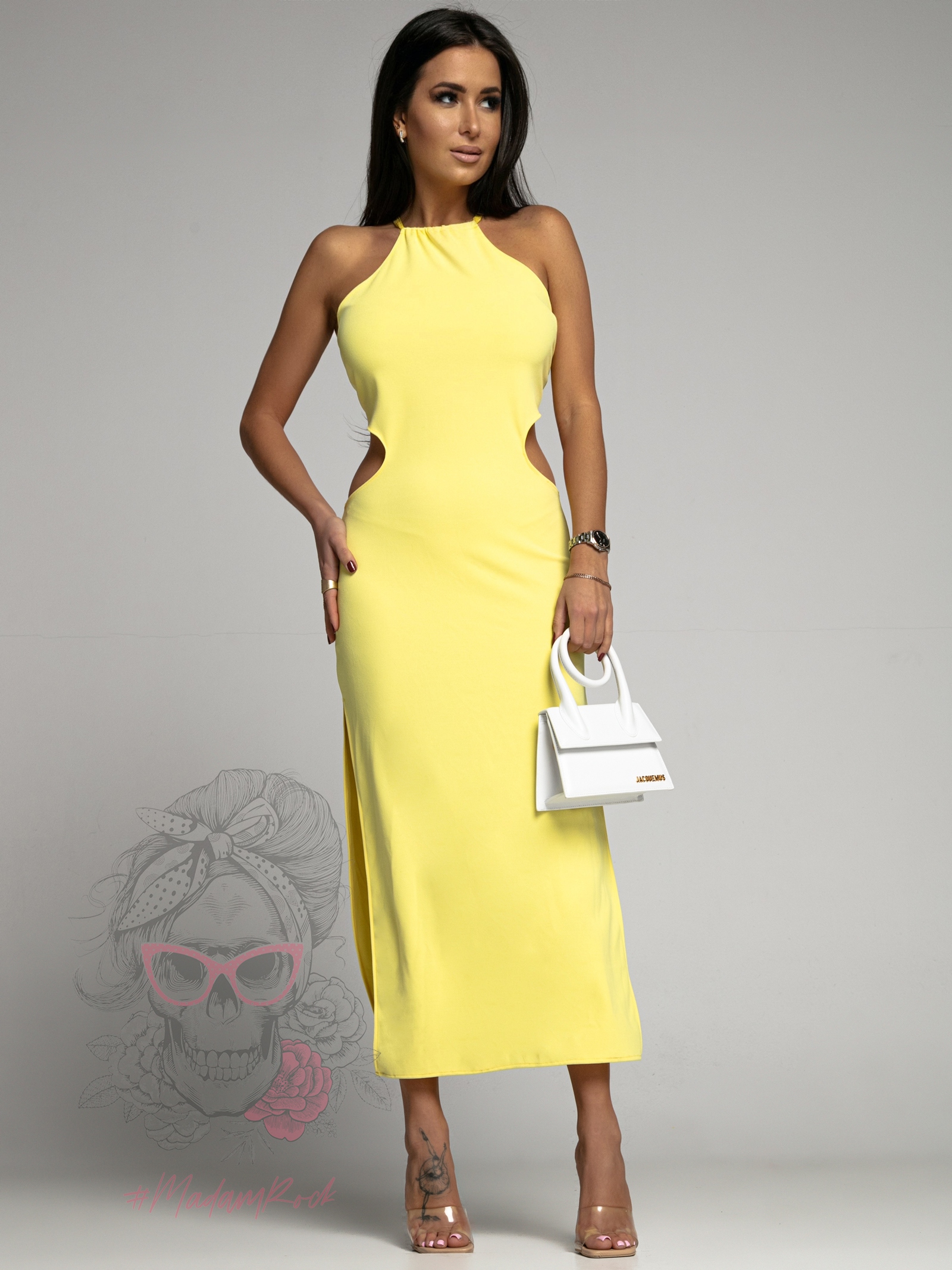 Sukienka z wycięciami NB Soleno żółta