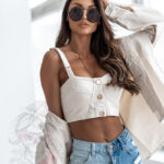 Top jeansowy Sikreti beżowy