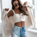 Top jeansowy Sikreti beżowy