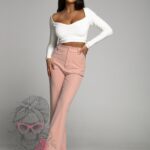 Spodnie dzwony Rendo brzoskwiniowe