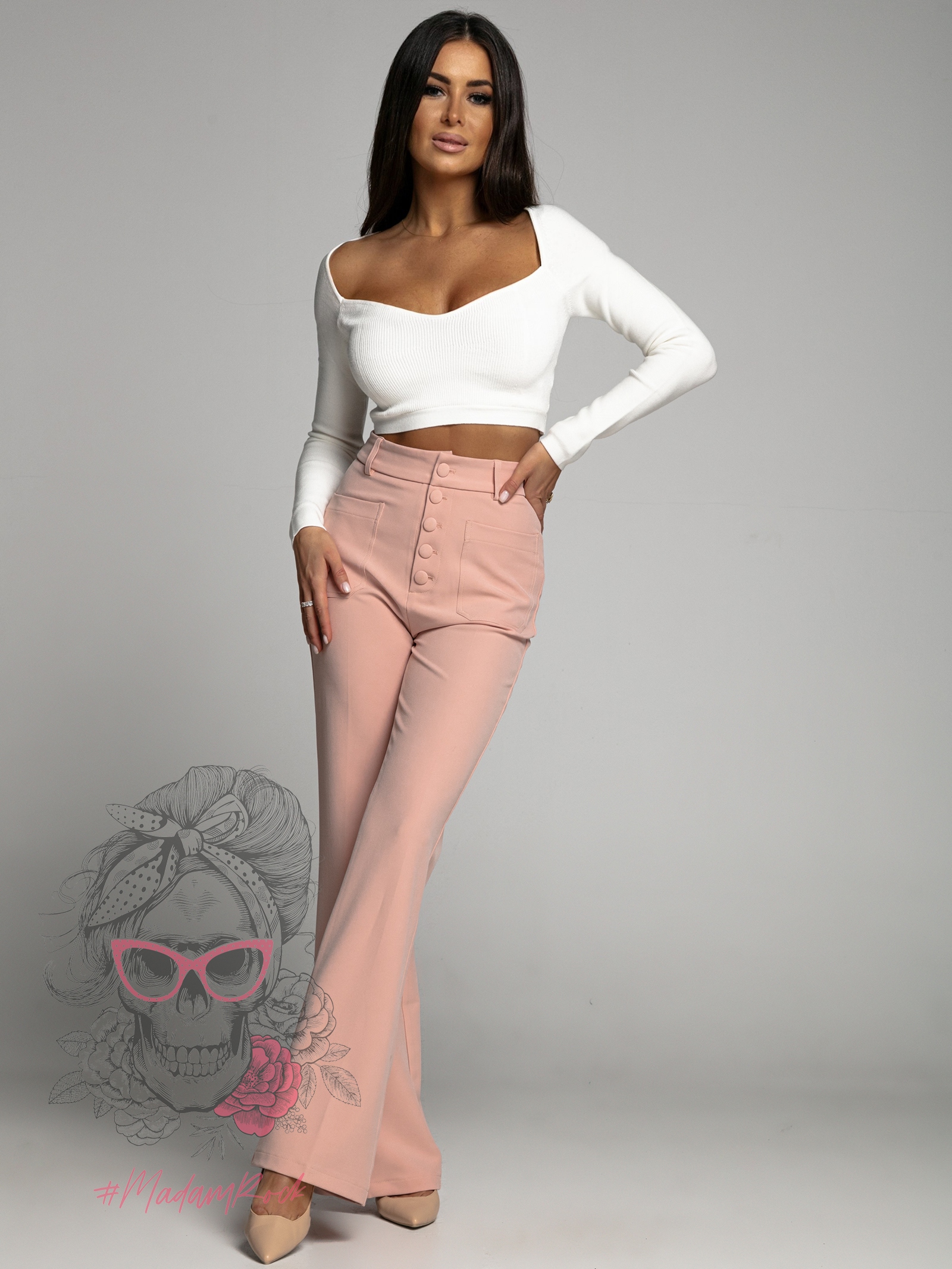 Spodnie dzwony Rendo brzoskwiniowe Spodnie dzwony Rendo brzoskwiniowe