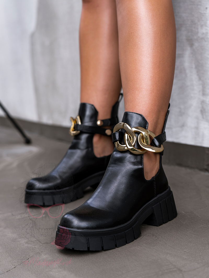 Botki z wycięciem Madam Kurtis czarne