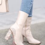 Botki na słupku Rock Latex II nude