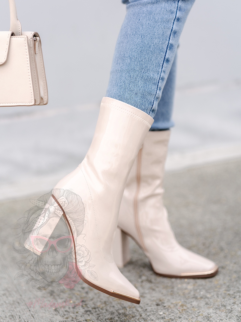 Botki na słupku Rock Latex II nude