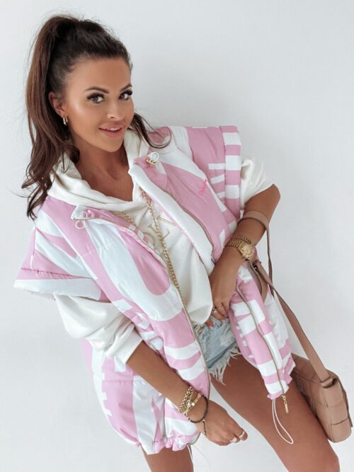 Bezrękawnik Ola Voga Logo Mix pudrowy vs biały