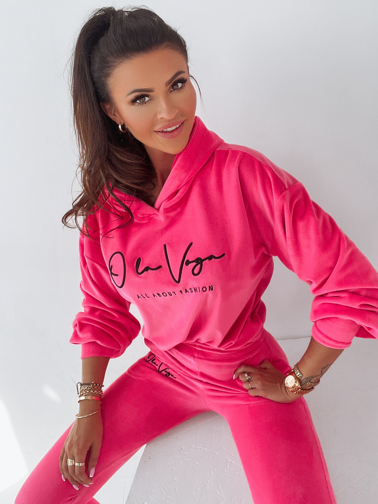 Komplet welurowy O'la Voga Grand różowy Komplet welurowy O'la Voga Grand różowy