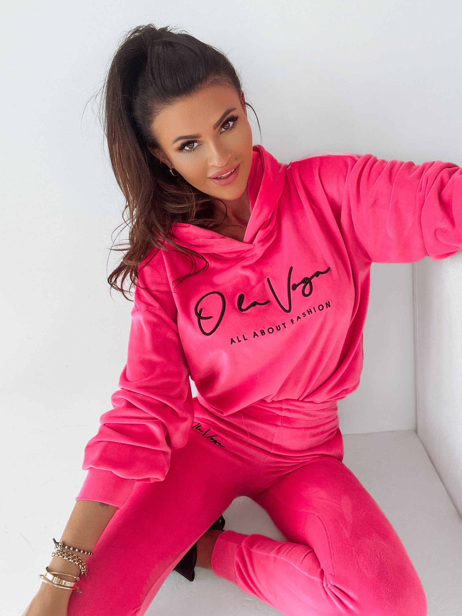 Komplet welurowy O'la Voga Grand różowy Komplet welurowy O'la Voga Grand różowy