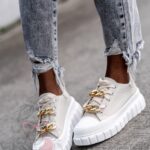 Trampki na platformie Madam Envos beżowe