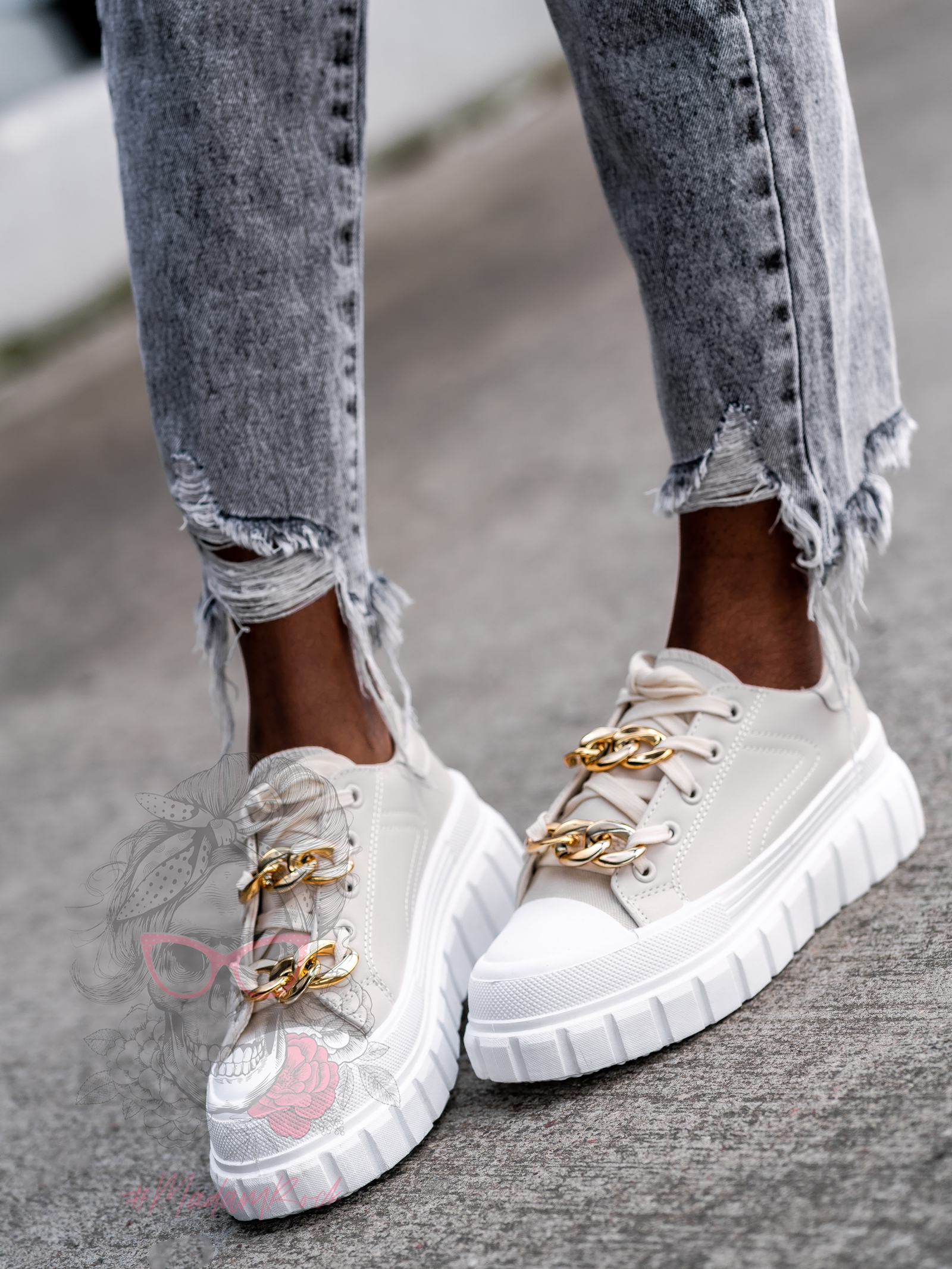 Trampki na platformie Madam Envos beżowe Trampki na platformie Madam Envos beżowe