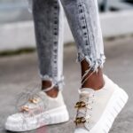 Trampki na platformie Madam Envos beżowe