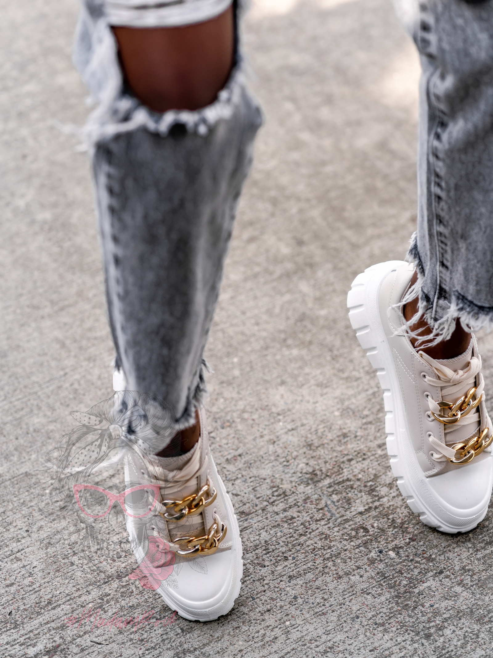 Trampki na platformie Madam Envos beżowe Trampki na platformie Madam Envos beżowe