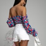 Bluzka hiszpanka Bunga kolorowa niebieska