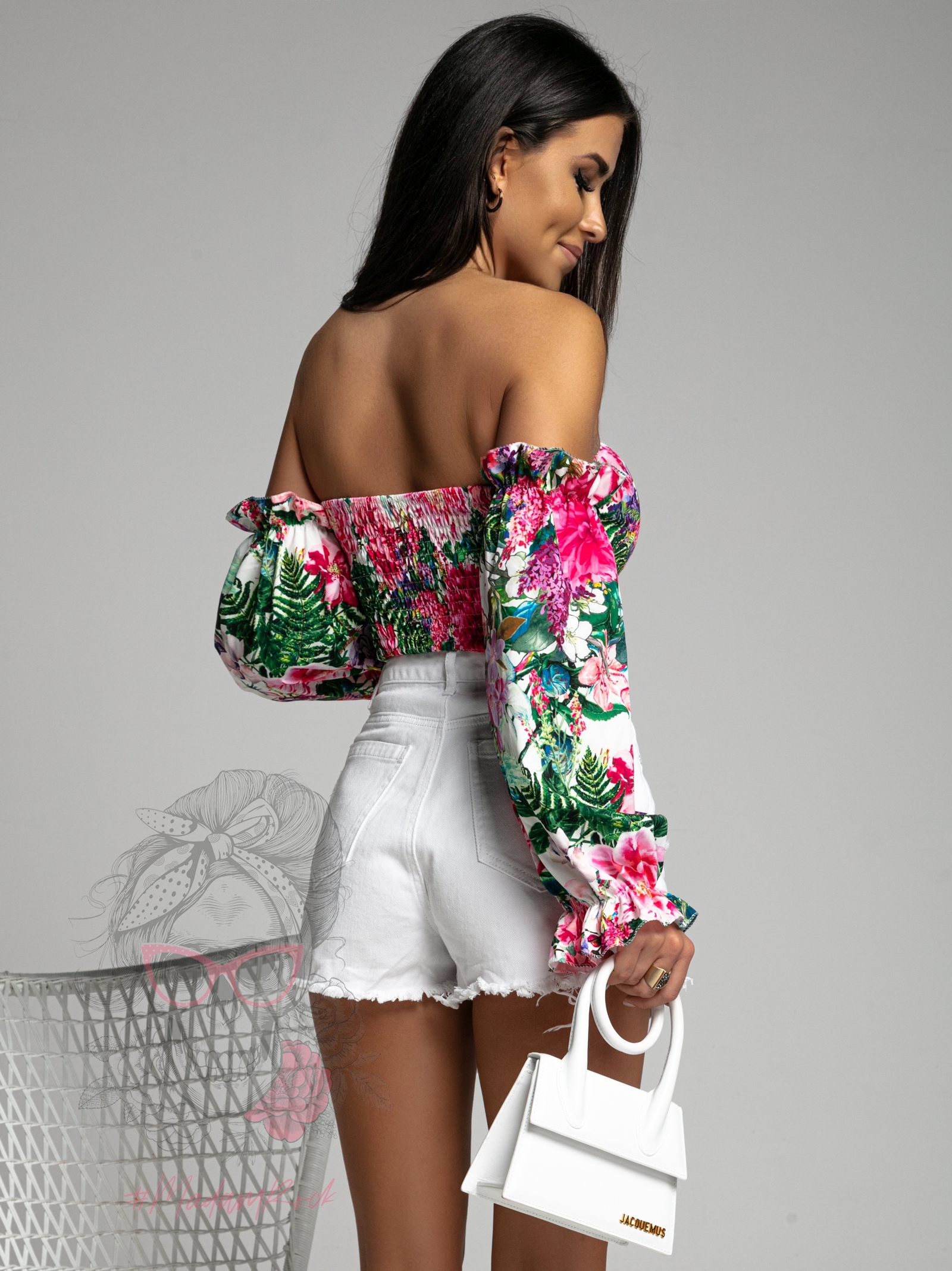 Bluzka hiszpanka Bunga w piwonie kolorowa Bluzka hiszpanka Bunga w piwonie kolorowa