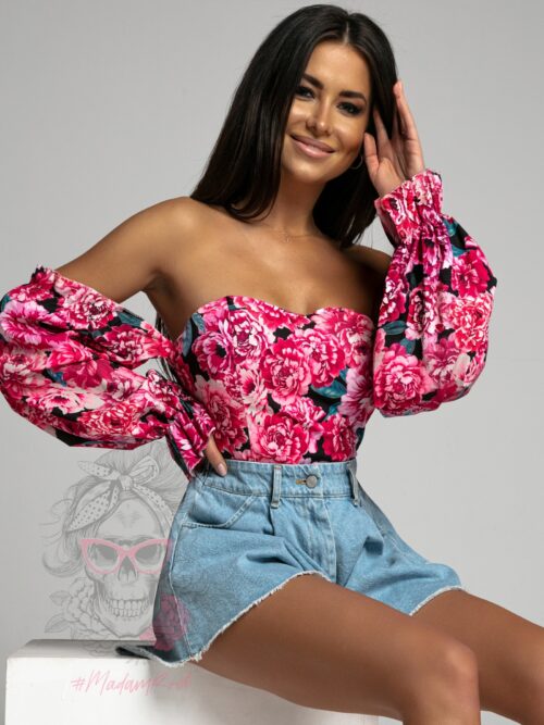 Bluzka hiszpanka Bunga w piwonie różowa