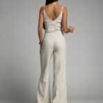 Kombinezon lniany Cuerda beżowy