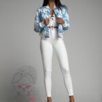 Spodnie jeansowe z wycięciami Vantanas śmietanowe