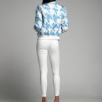 Spodnie jeansowe z wycięciami Vantanas śmietanowe