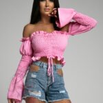 Spodenki jeansowe z wycięciami Nivel niebieskie