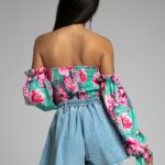 Spodenki rozszerzane Cintura niebieskie