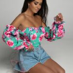 Spodenki rozszerzane Cintura niebieskie