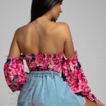 Spodenki rozszerzane Cintura niebieskie