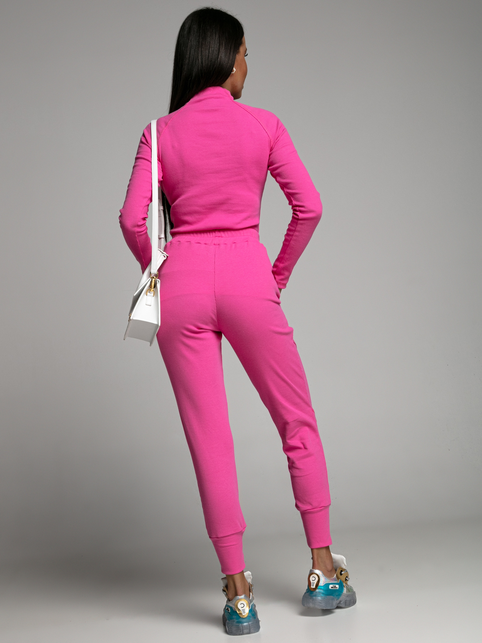 -wyprzedane-Komplet prążkowany Laki Sort fuksja