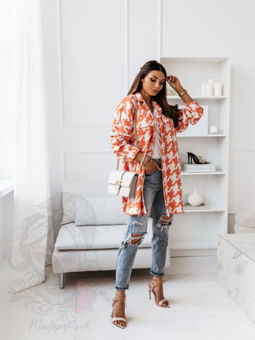 Koszula w kratę Midi Rock Fest pomarańczowa