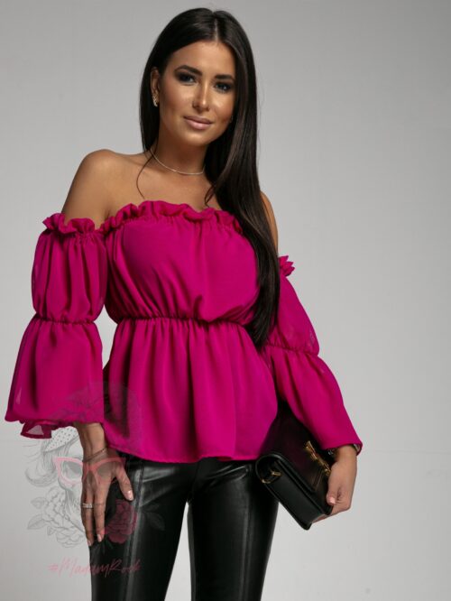 Bluzka szyfonowa marszczona NB Cali amarantowa
