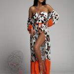 Komplet wakacyjny strój kąpielowy plus narzutka panterka