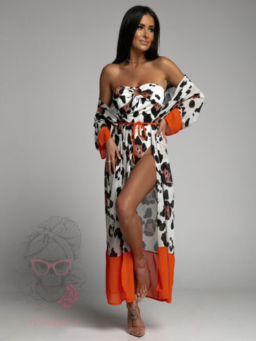 Komplet wakacyjny strój kąpielowy plus narzutka panterka