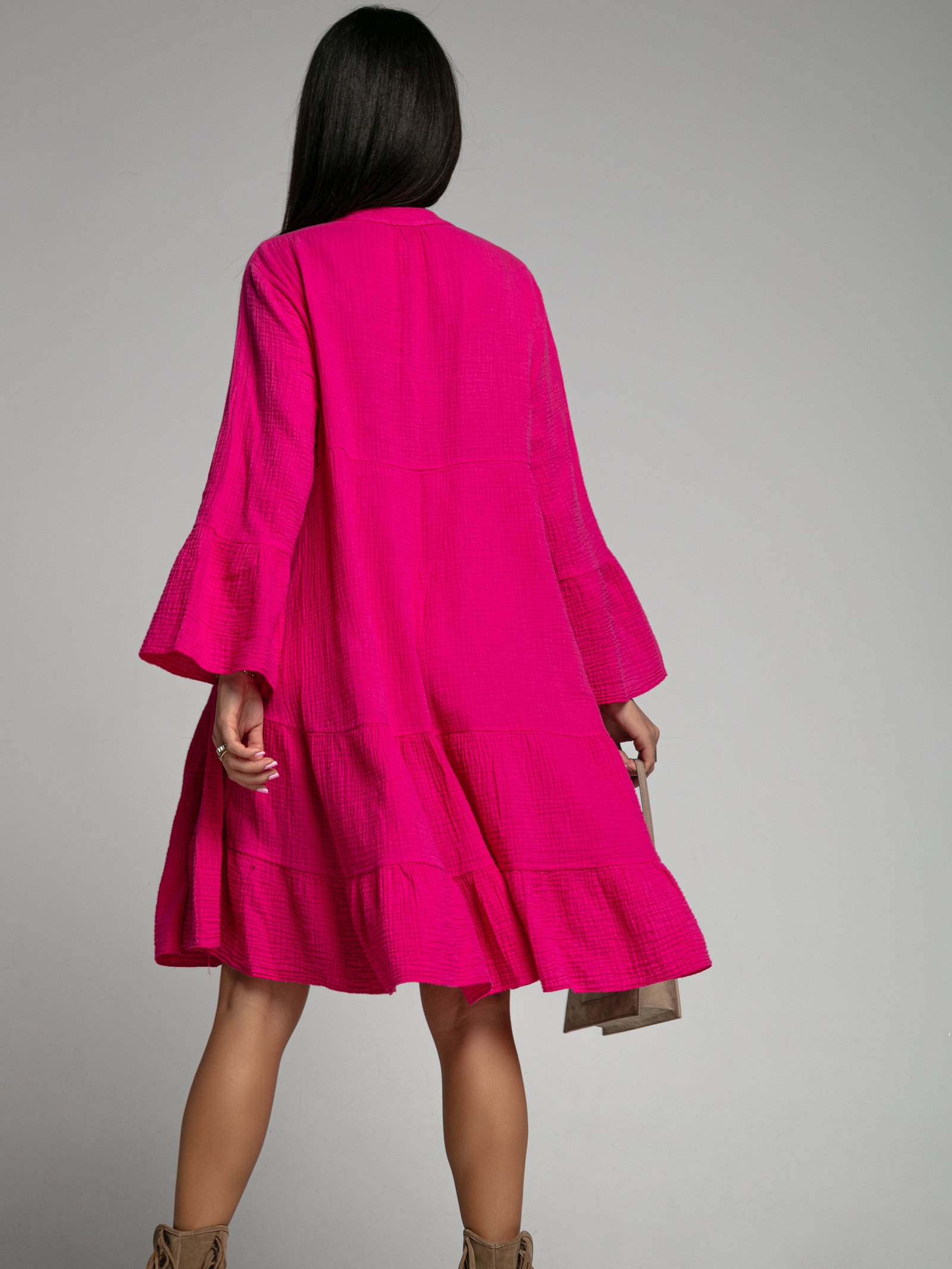 Sukienka muślinowa Members fuksja