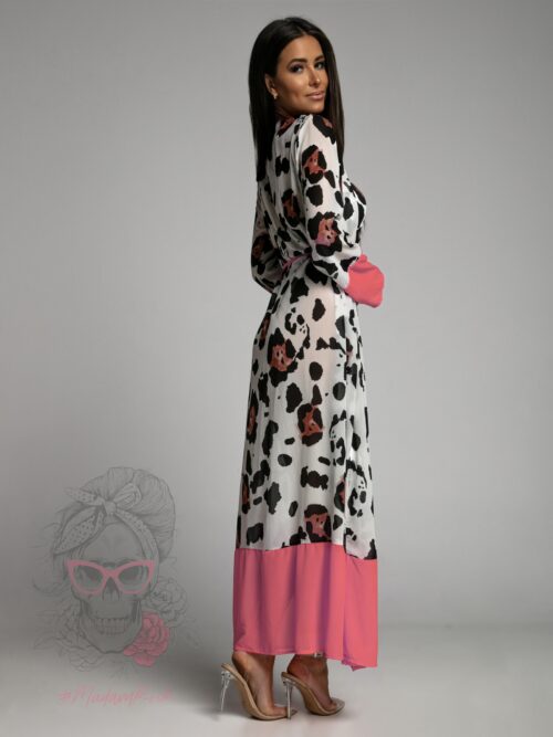 Komplet wakacyjny strój kąpielowy plus narzutka panterka róż