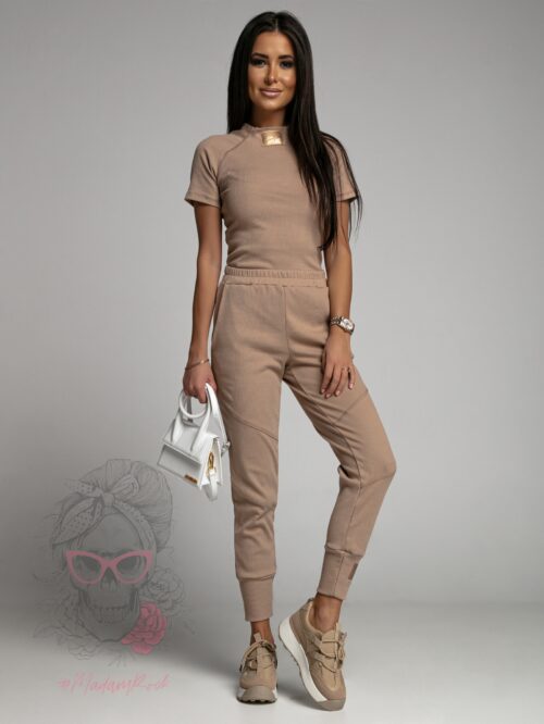 -wyprzedane-Komplet prążkowany Sort Short cappuccino