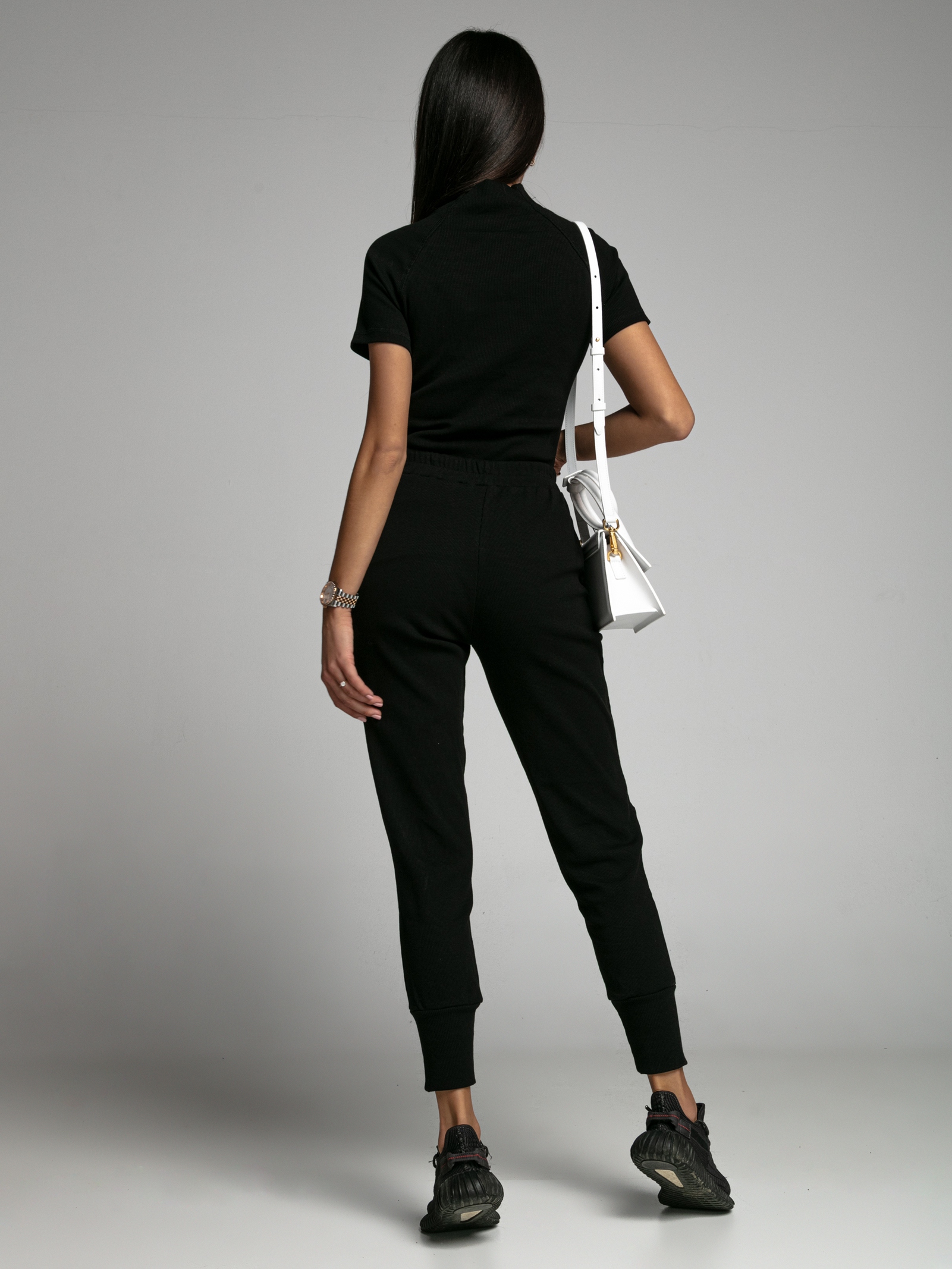 -wyprzedane- Komplet prążkowany Sort Short czarny