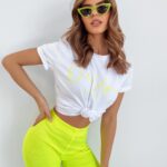 T-shirt Ola Voga Only White biało-limonkowy