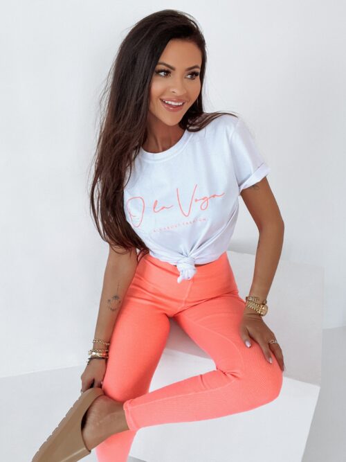 T-shirt Ola Voga Only White biało-pomarańczowy