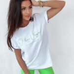 T-shirt Ola Voga Only White biało-zielony