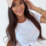 T-shirt Ola Voga Only White biało-pudrowy